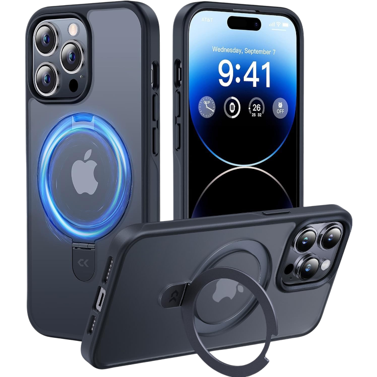 Ovitek "magsafe s stojalom" za iPhone 15 Pro Max, črna – CASEKOO