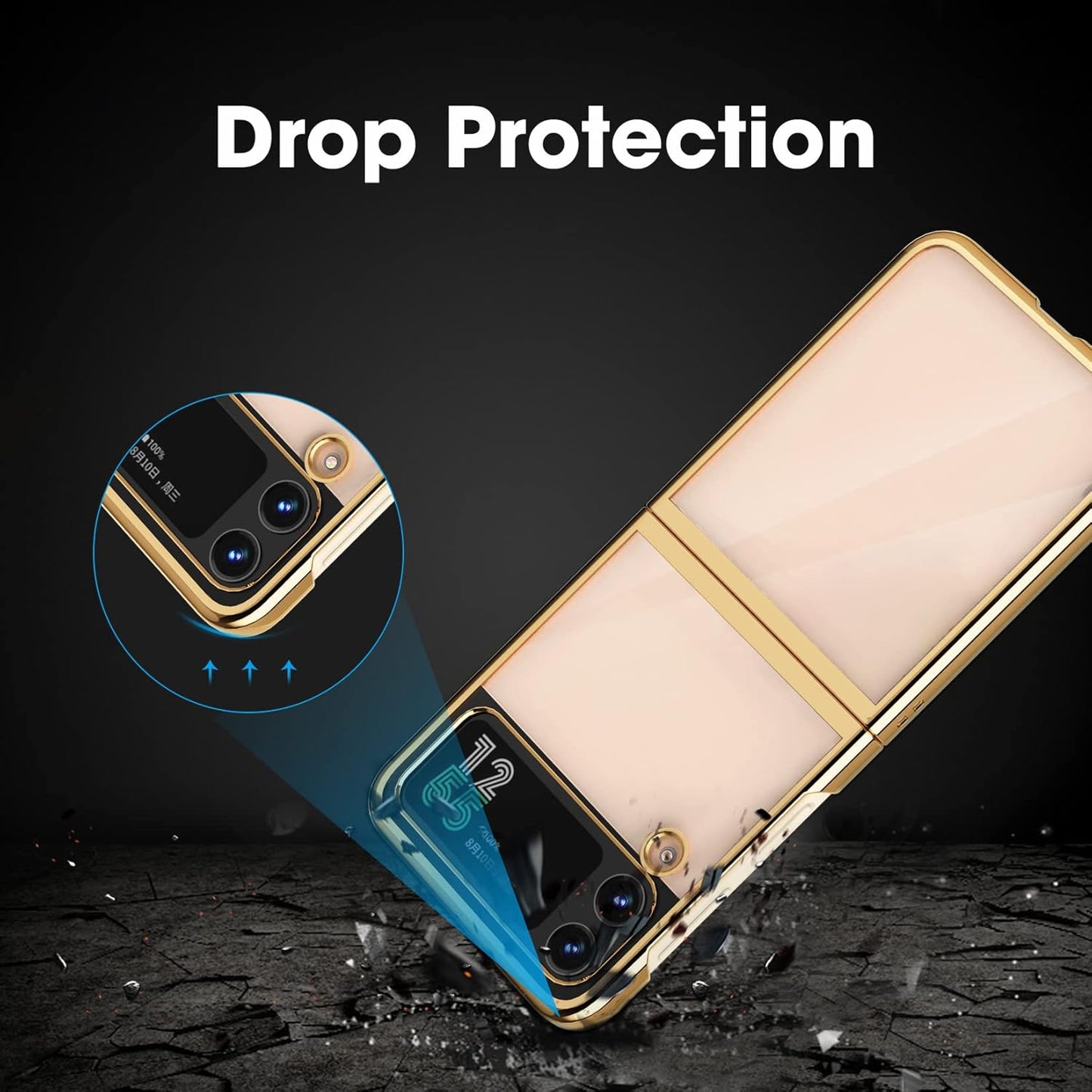 Ovitek za telefon Samsung Galaxy Z Flip 4, prozorno-zlata – MATEPROX