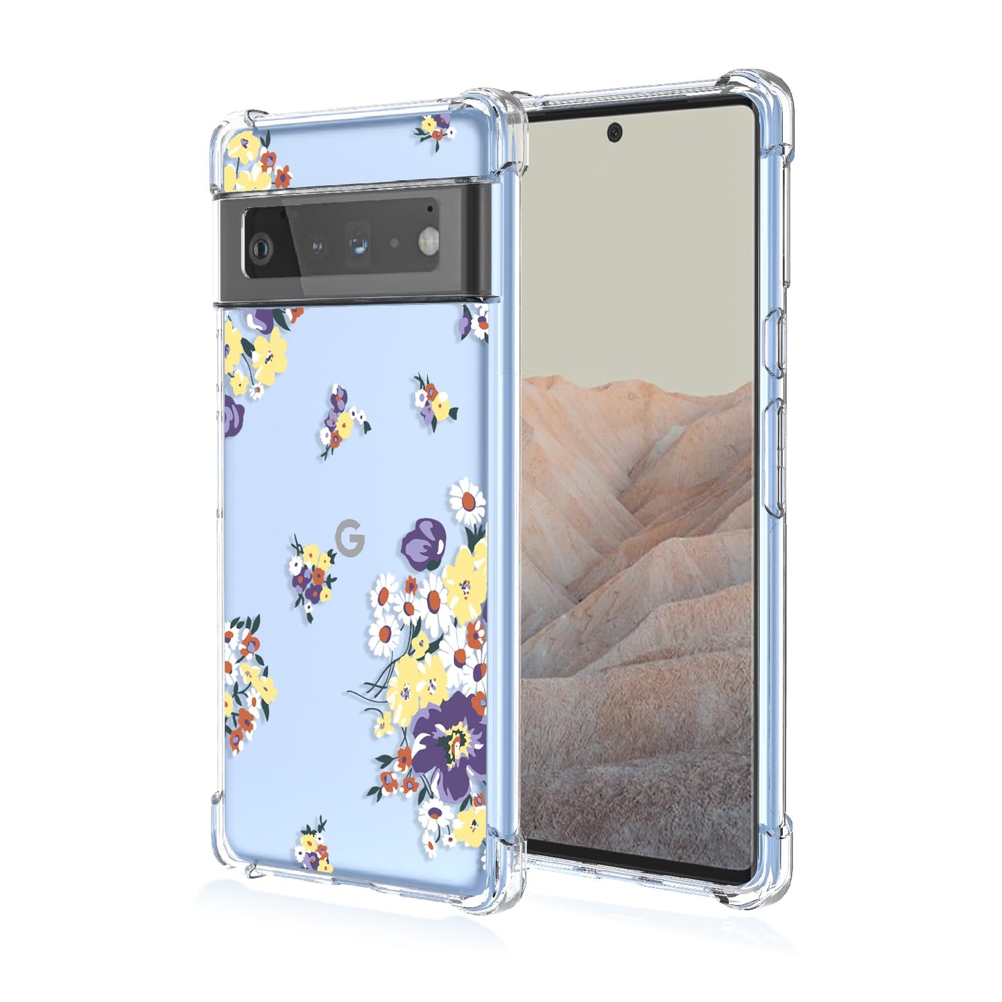 ovitek z motivom rozic za google pixel 6 pro rumena vijolicna
