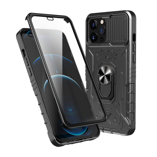360° ovitek z ringom in zašèito zaslona za iPhone 12 / 12 Pro èrna