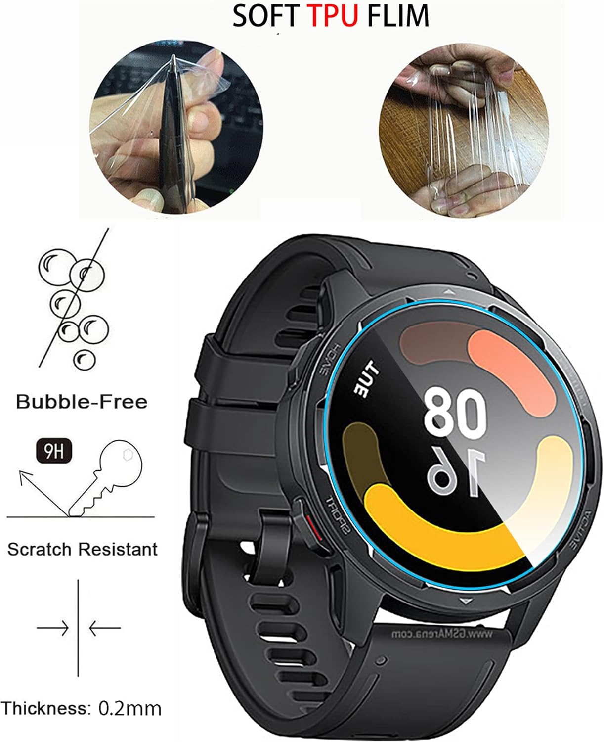 Zaštitna maska za Xiaomi Watch S1 Active + 3 TPU folije