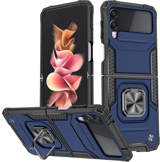 UEEBAI vojna oklopna torbica za Samsung Galaxy Z Flip 3 5G – TPU s rotirajućim prstenom i postoljem