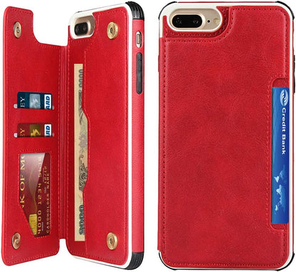 Kožna maskica s remenom i utorima za kartice za iPhone 11 – crvena