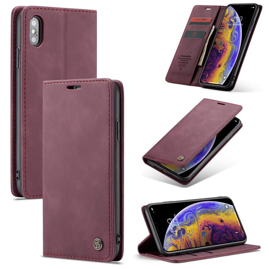 Preklopna torbica Bigcousin za iPhone XS Max vinsko rdeèa