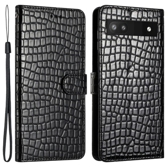 Preklopna torbica "crocodil" za Google Pixel 6A, črna – Infostyle