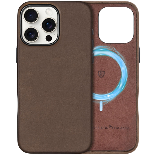 Ovitek za telefon "Shieldon Leather" za iPhone 16 Pro Max – Infostyle – Rjava