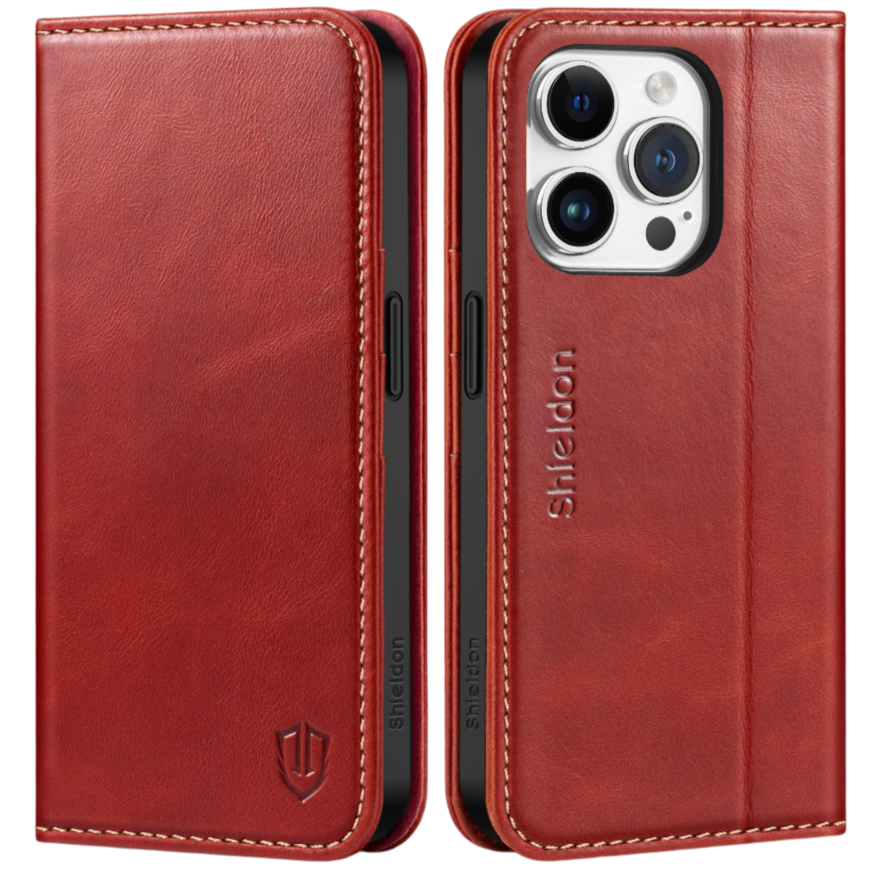 Preklopna torbica "SHIELDON" iPhone 15 Pro – Infostyle – Rdeča
