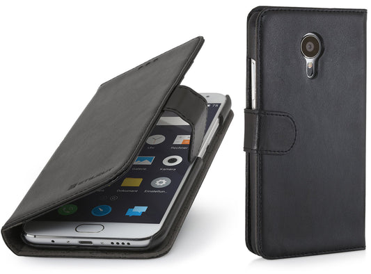 StilGut preklopna torbica “Talis” za Meizu MX5 – držalo za kartice, PU usnje, črna