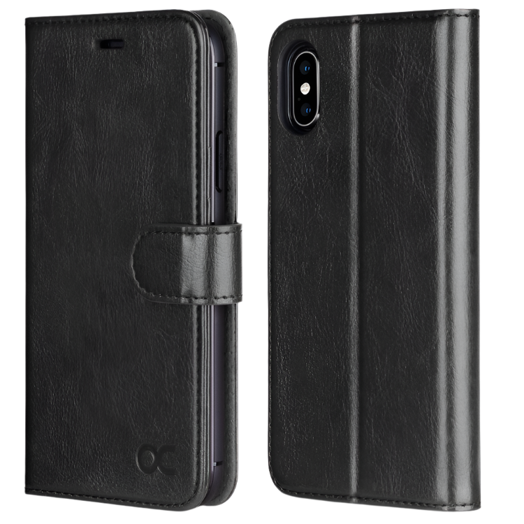 Preklopna torbica za telefon "OCASE" iPhone X/XS – Črna