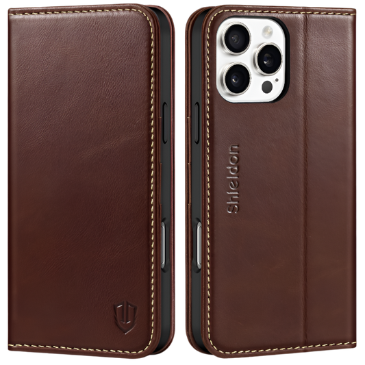 Preklopna torbica "Shieldon" iPhone 16 Pro Max – Rjava
