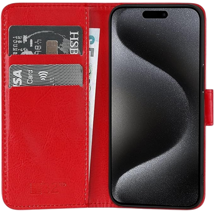 Usnjen ovitek za iPhone 15 Pro, rdeča – Infostyle