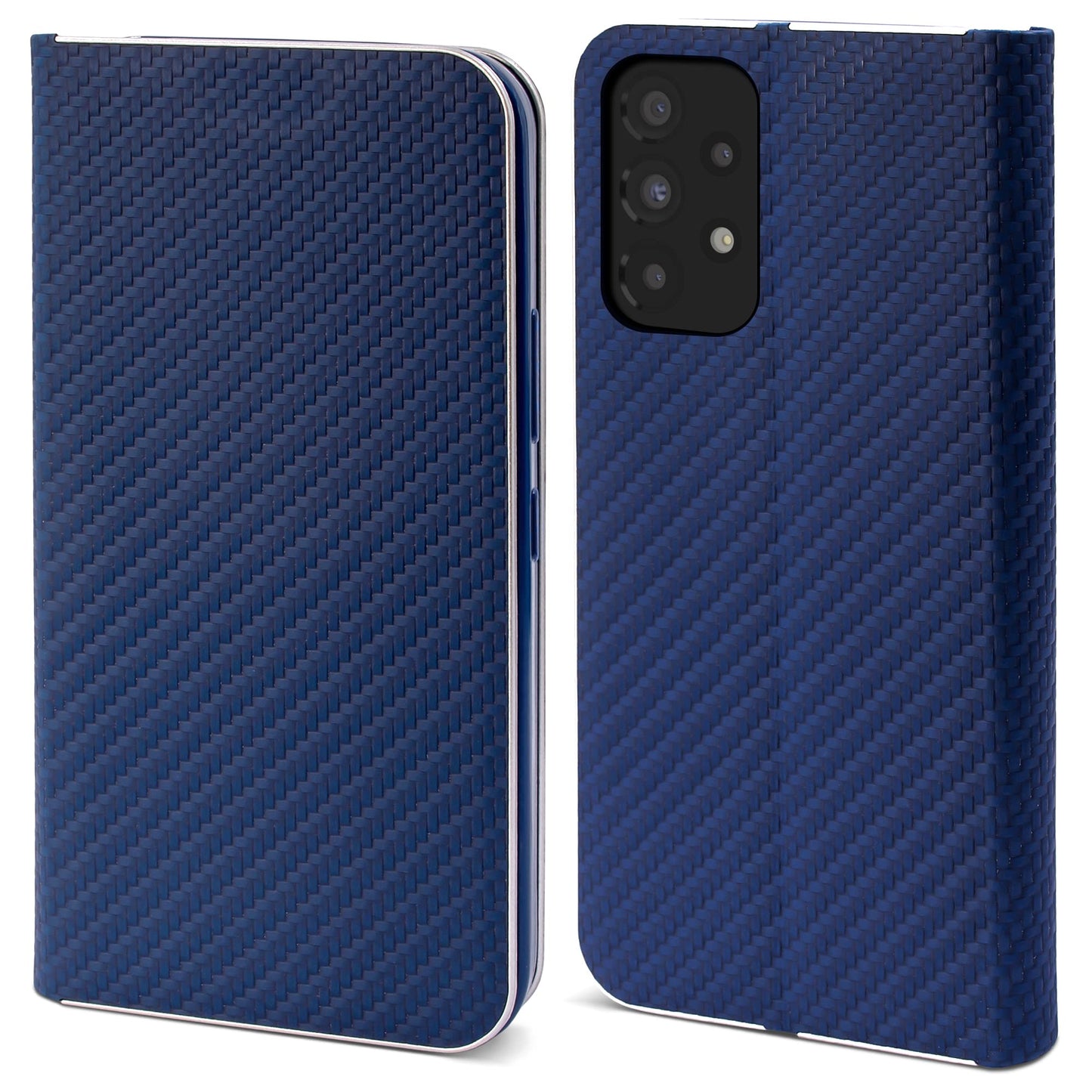 Moozy Carbon preklopna torbica za Samsung Galaxy A53 5G temno modra