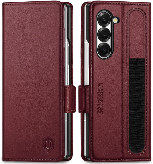 SHIELDON kožna futrola za Samsung Z Fold 6 – Bordo crvena