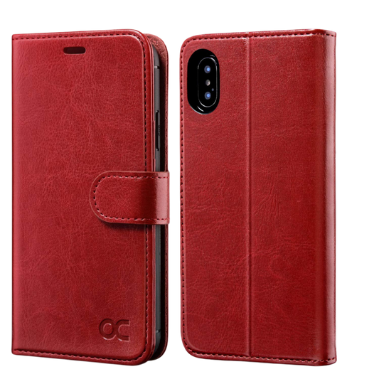 Preklopna torbica "OCASE" za iPhone X/XS – Infostyle – Rdeča