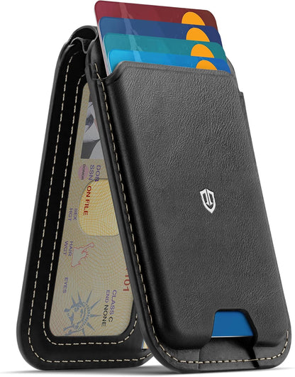 SHIELDON magnetski kožni novčanik za iPhone 12–17 seriju – MagSafe, RFID, postolje, retro crna