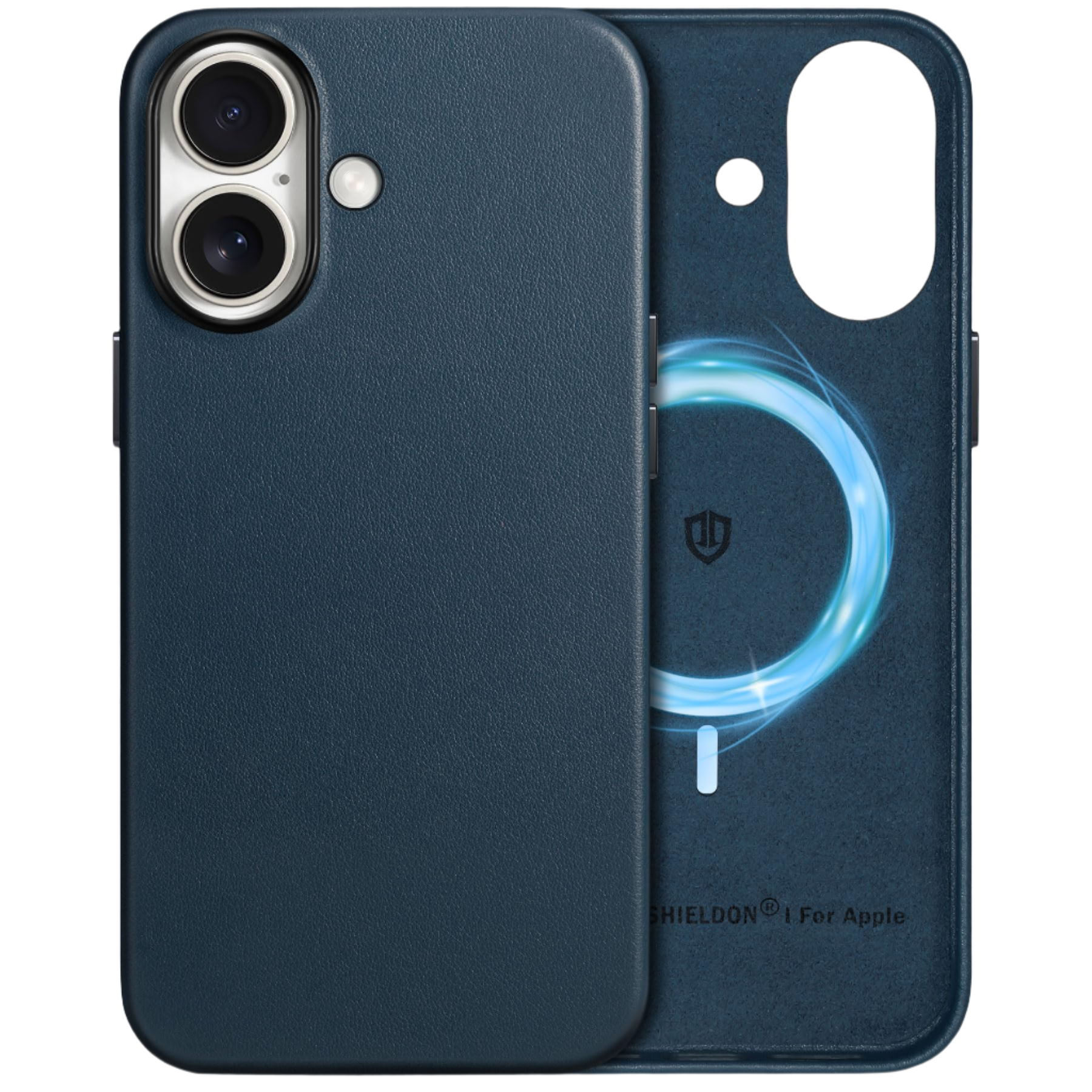 Ovitek za telefon "Shieldon Leather" iPhone 16 – Infostyle – Modra