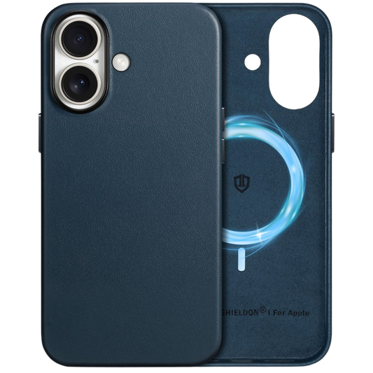 Ovitek za telefon "Shieldon Leather" iPhone 16 – Infostyle – Modra
