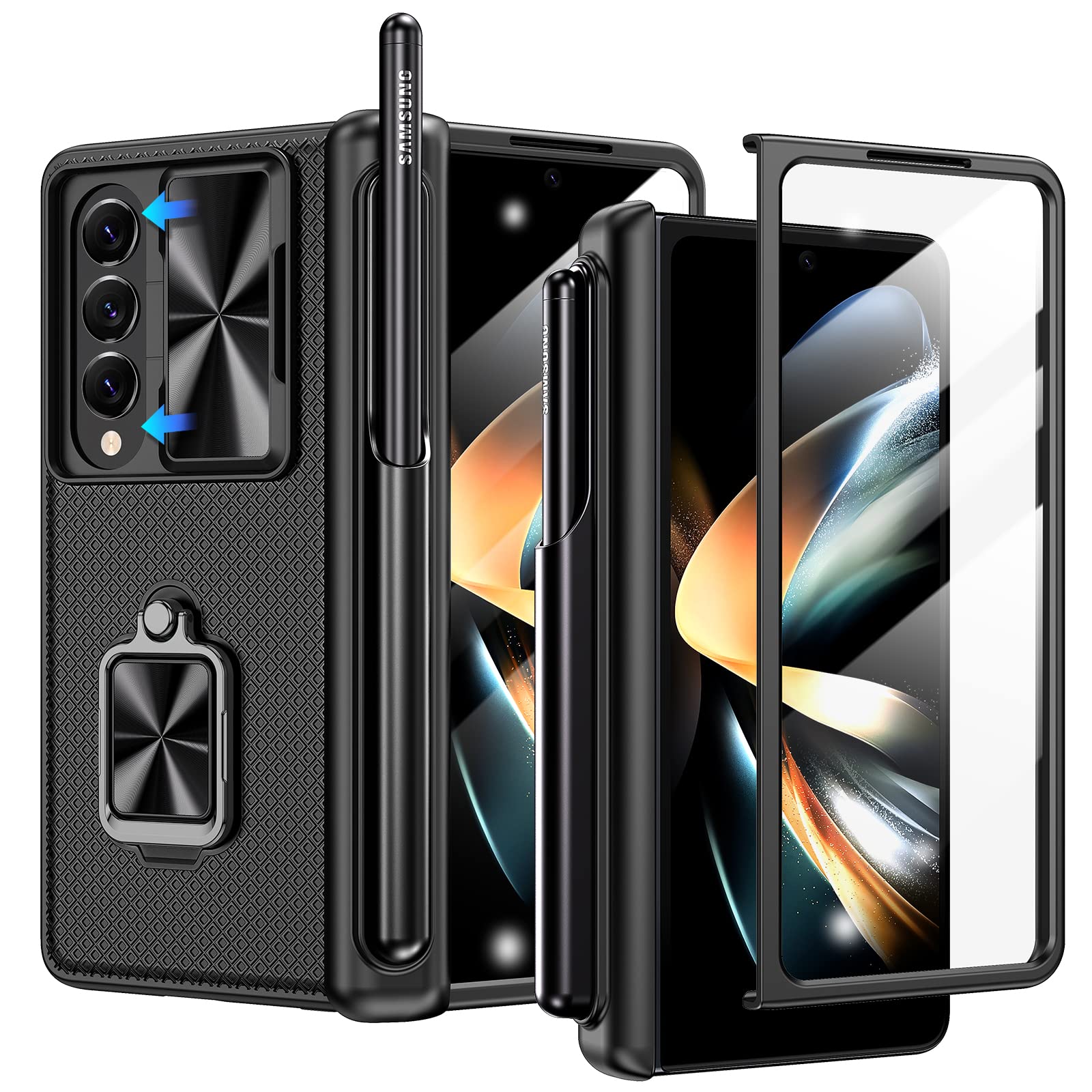 Doeshine ovitek z držalom za pisalo in ring stojalom za Samsung Galaxy Z Fold 4