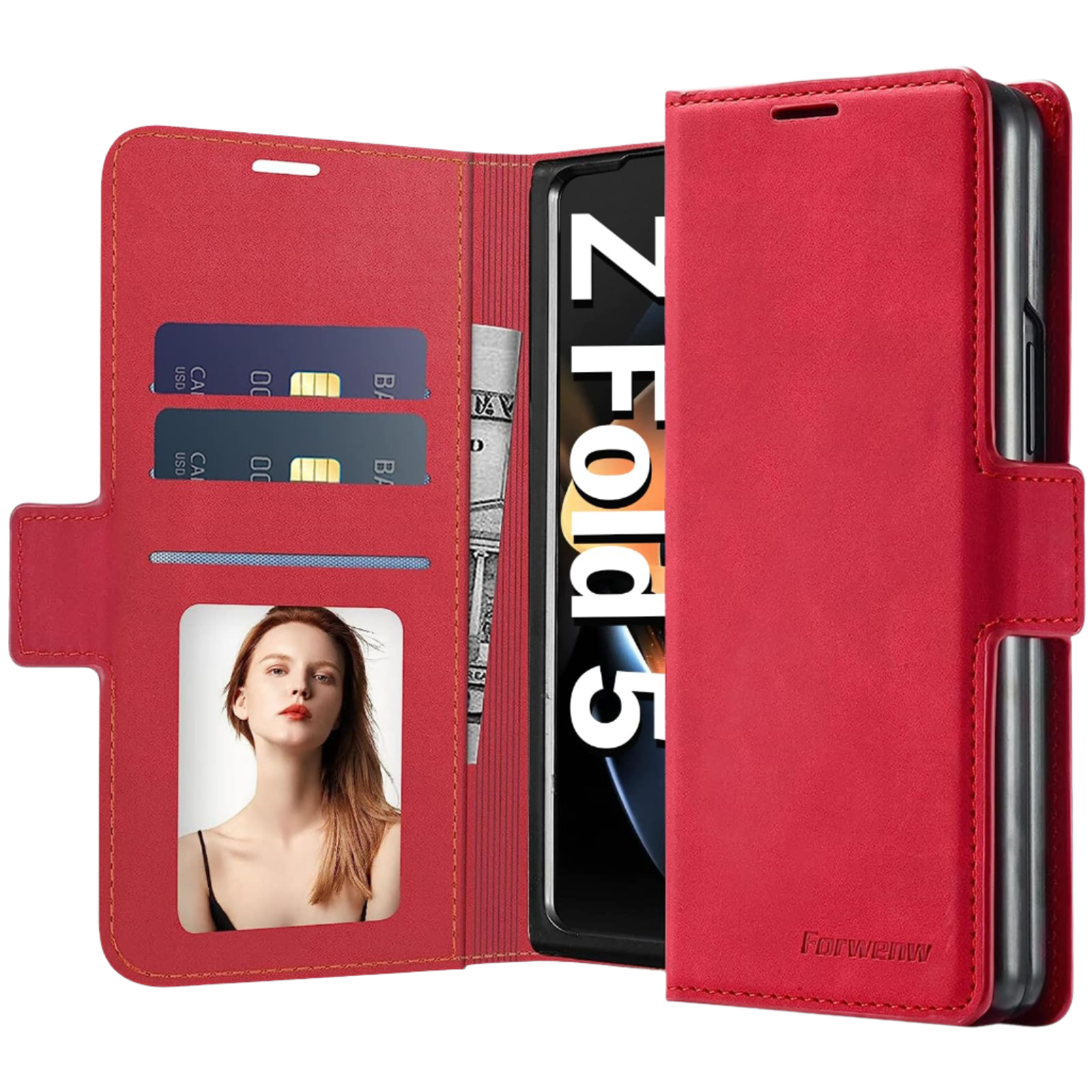 Preklopna torbica "Neivi" Samsung Galaxy Z Fold 5 – Infostyle – Rdeča