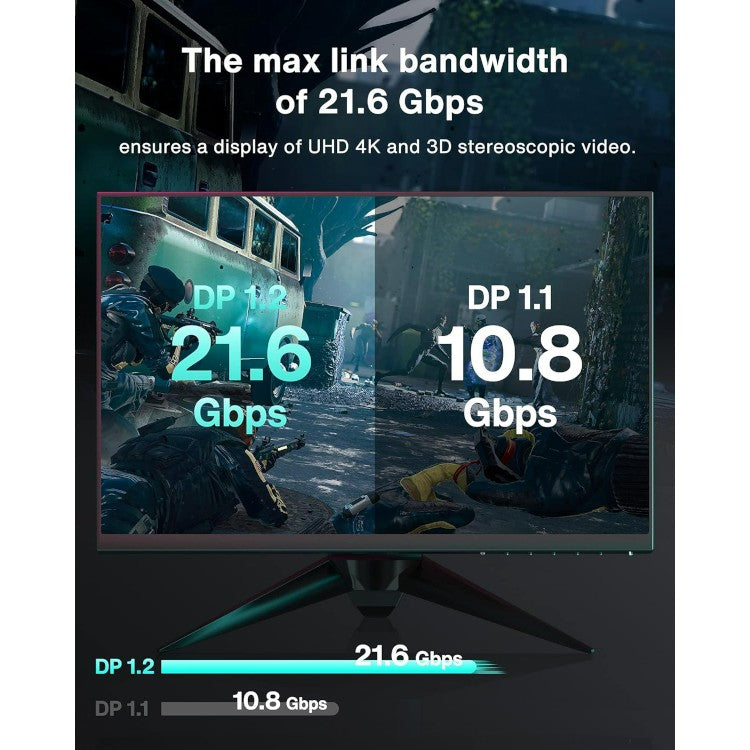 Kabel DisplayPort 165Hz, visoke hitrosti [2K@165Hz, 2K@144Hz, 4K@60Hz, 3D], 1m – iVANKY