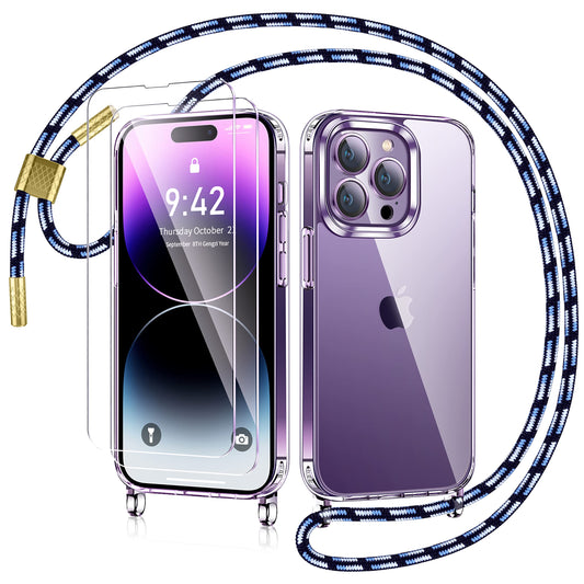 AROYI ovitek z vrvico + 2x steklo za iPhone 14 Pro multicolor
