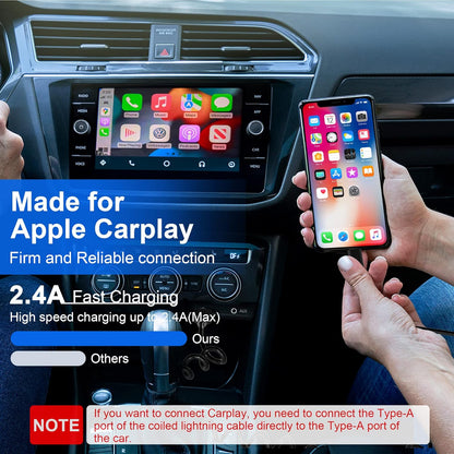2x spiralni Lightning kabel za iPhone MFi CarPlay USB – rastezljiv, kompaktan