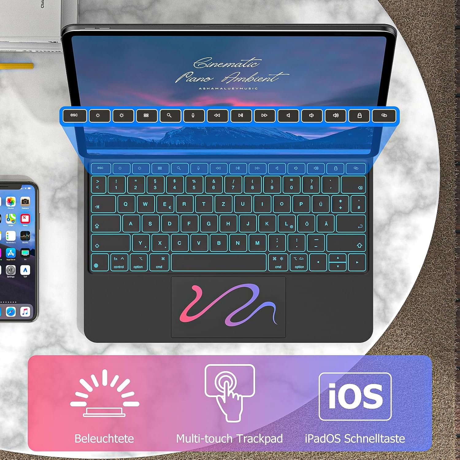 Ovitek z osvetljeno tipkovnico za iPad Air 6. gen.2024 M2 13 "/iPad Pro 12,9" – GOOJODOQ