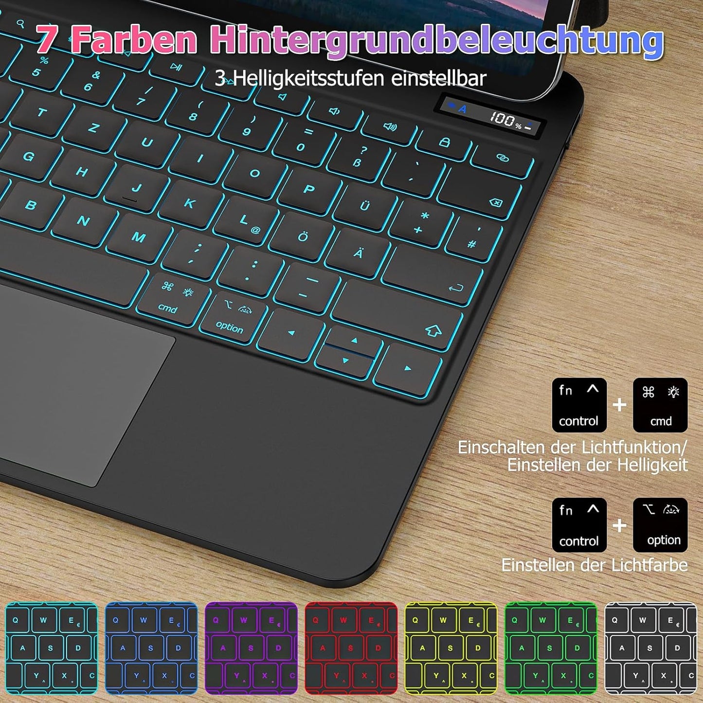 Ovitek z osvetljeno tipkovnico za iPad Air 6. gen.2024 M2 13 "/iPad Pro 12,9" – GOOJODOQ