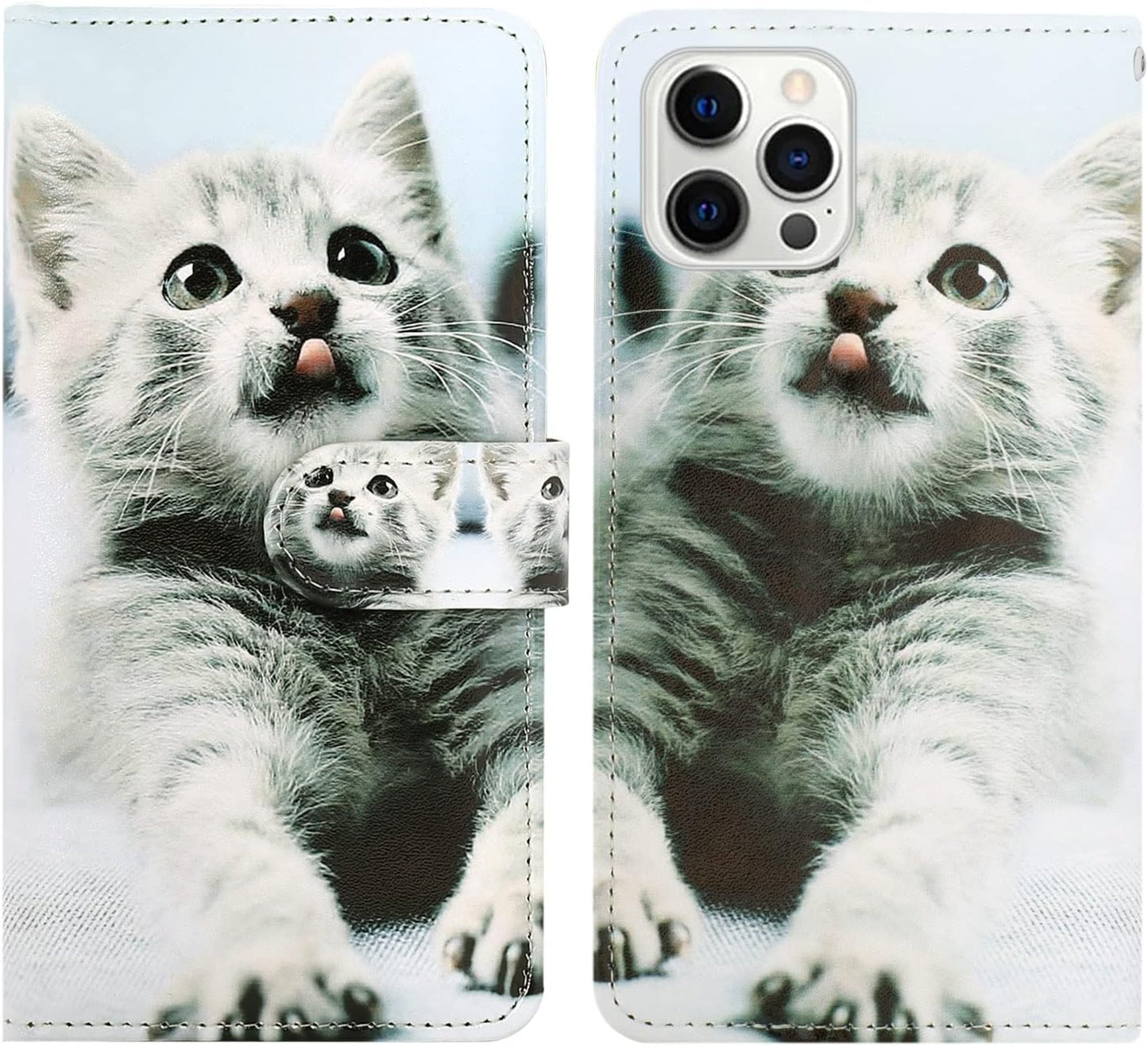 Preklopna torbica Koonero Gray Cat za iPhone 12 Pro Max