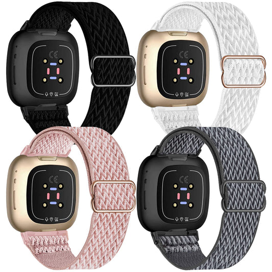 Najlonske narukvice za Fitbit Versa 3 / Sense (4 komada) – podesiva, prozračna sportska narukvica