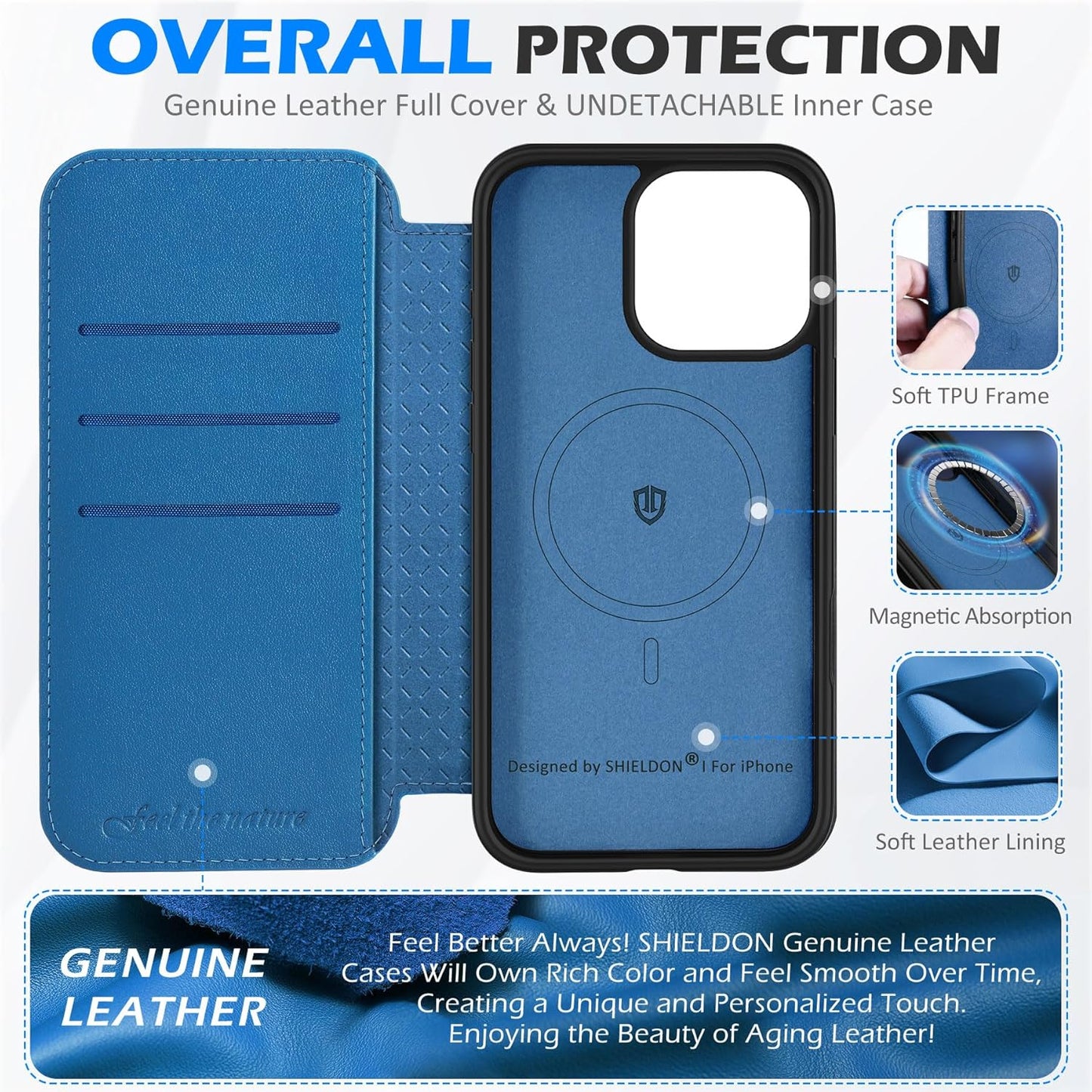 Preklopna torbica za telefon "Shieldon" iPhone 16 Pro