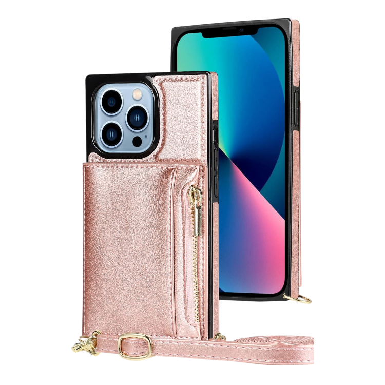 Ovitek z denarnico in trakom "Lokass" iPhone 14 Pro – Infostyle – Roza