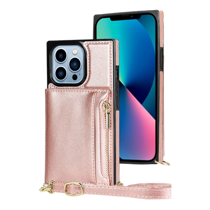 Ovitek z denarnico in trakom "Lokass" iPhone 14 Pro – Infostyle – Roza