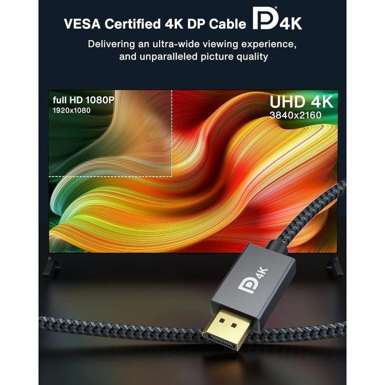 Kabel DisplayPort 165Hz, visoke hitrosti [2K@165Hz, 2K@144Hz, 4K@60Hz, 3D], 1m – iVANKY