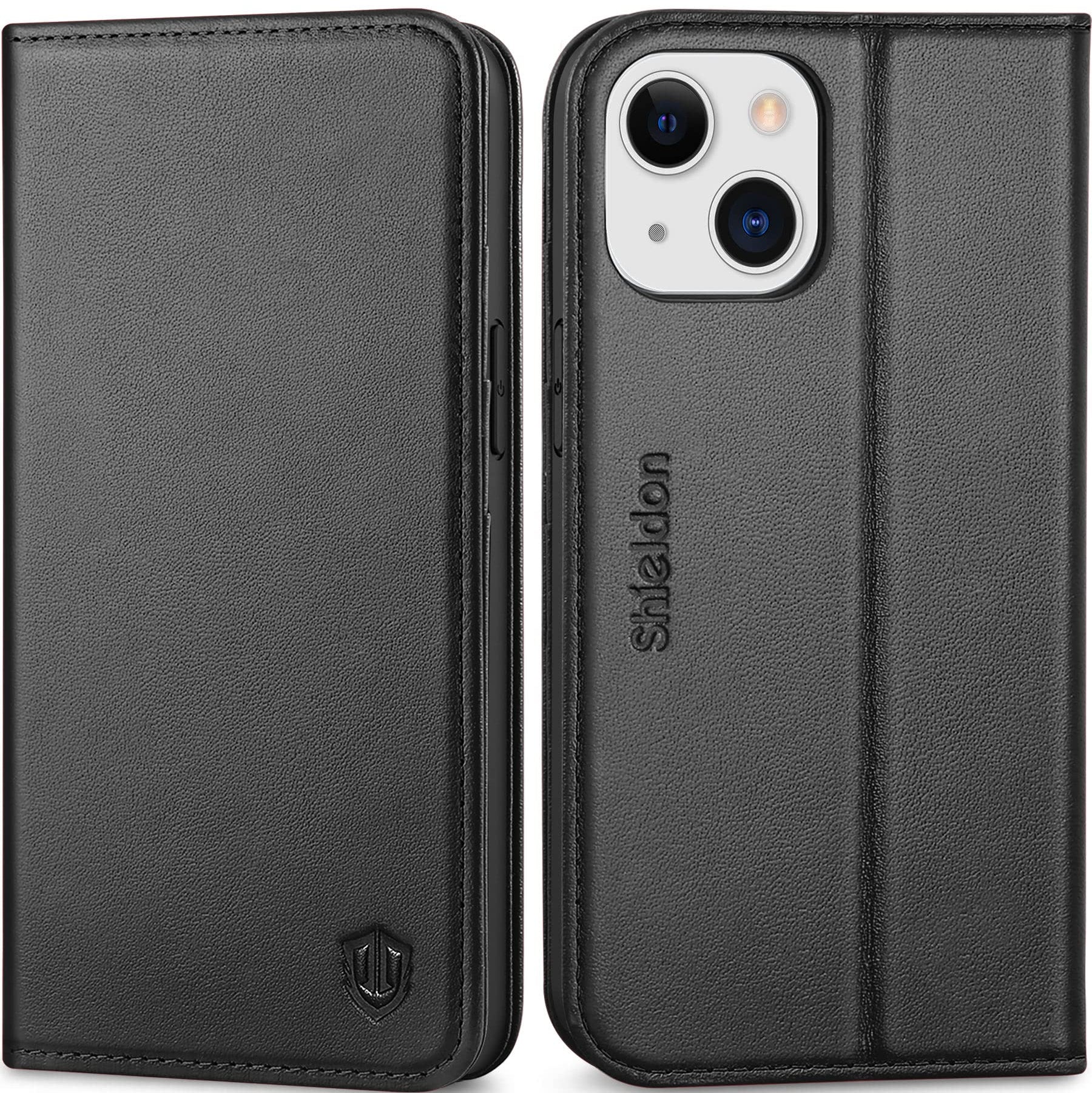 Usnjena torbica Shieldon iPhone 13 Mini črna