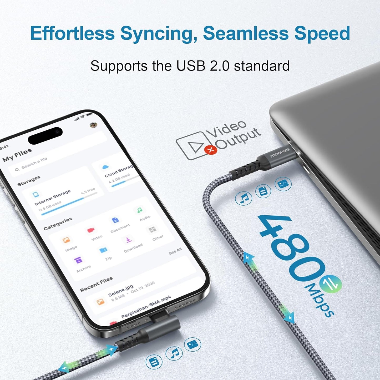 Kabel USB C v USB-C z adapterjem USB A, 2m – Basesailor