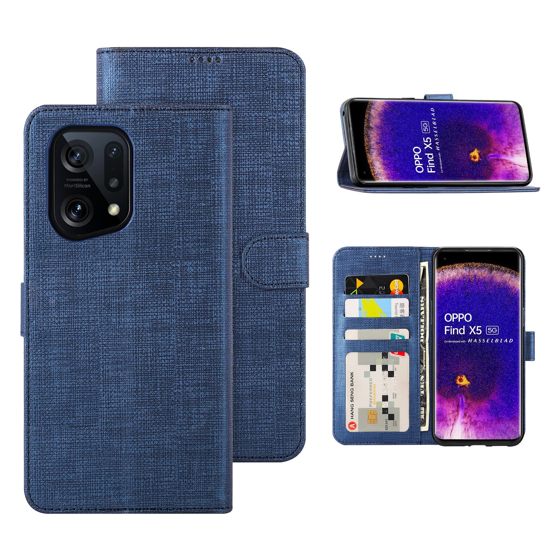 Foluu preklopna torbica za OPPO Find X5 modra