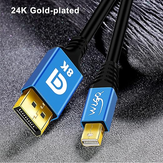 WLGQ Mini DisplayPort na DisplayPort 1 m – Mini DP 8K@60Hz, 4K@120Hz, 2K@144Hz, kompatibilan s Thunderboltom