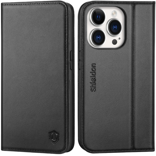 Preklopna torbica "ShielDon" iPhone 14 Pro – Sheldon – Črna