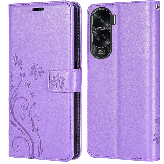 Preklopna torbica "Butterfly" za Honor 90 Lite, vijolična – Infostyle – Vijolična / TPU silikon