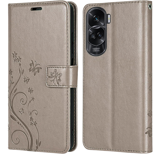 Preklopna torbica "Butterfly" za Honor 90 Lite, siva – Infostyle – Siva / TPU silikon