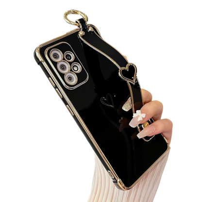 Ovitek za telefon z držalom ''Gold Heart'' za Samsung Galaxy A52/A52s 5G – Infostyle – Črna