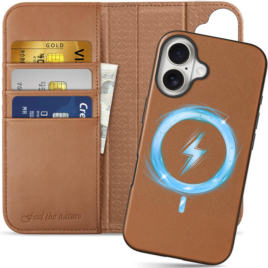 SHIELDON odstranljiva MagSafe torbica za iPhone 16 Plus rjava