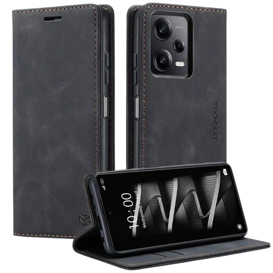 Preklopna torbica "Confy Cover" za Honor 90 Lite, črna – Techsuit – Črna / TPU silikon