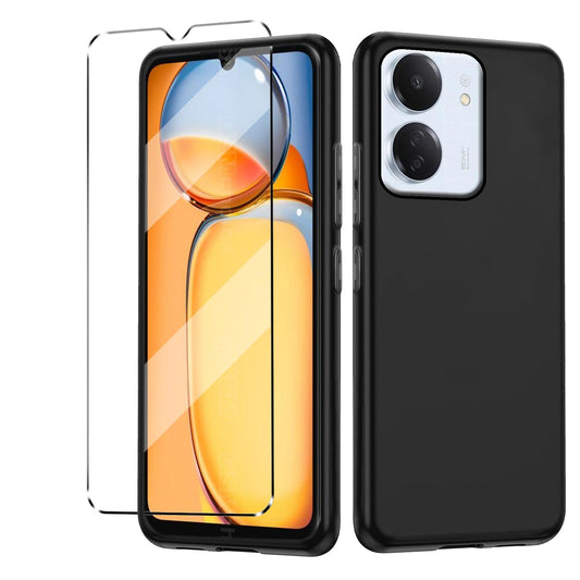 Silikonska maskica + zaštitno staklo za Xiaomi Redmi 13C – crna