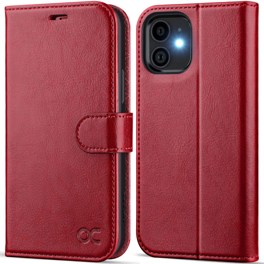 OCASE-preklopni-ovitek-denarnica-za-iPhone-12-Mini-5-4-RFID-stojalo-rdeča:OCASE preklopni ovitek-denarnica za iPhone 12 Mini (5,4") – RFID, stojalo, rdeča