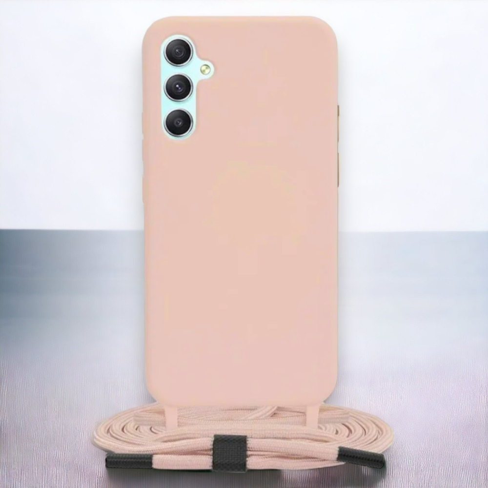 Silikonski ovitek "Crossbody Lanyard" za Samsung Galaxy A14 - Roza – Techsuit – Svetlo roza / TPU silikon