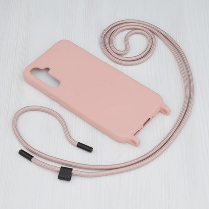 Silikonski ovitek "Crossbody Lanyard" za Samsung Galaxy A54 - Roza – Techsuit