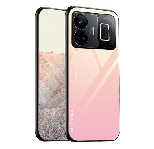 GOKEN Glass maska za Realme GT3 / GT Neo 5 5G – kaljeno staklo 9H, TPU okvir, roza