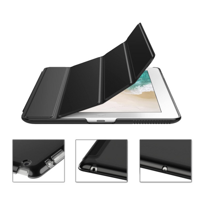 Preklopna torbica "Translucent" za tablični računalnik Apple iPad 2/3/4 – JETech – Črna / PC + mikrovlakna